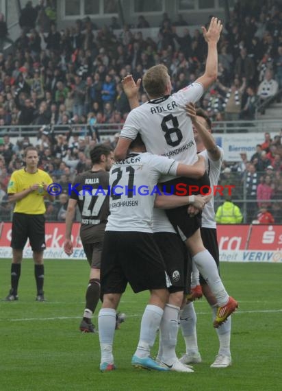 2. Fußball-Bundesliga SV 1916 Sandhausen - FC St. Pauli im  Hardtwaldstadion Sandhausen 05.04.2014 (© Kraichgausport / Loerz)
