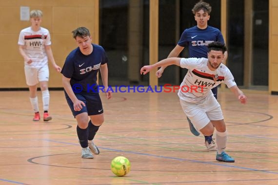 Futsal-Kreismeisterschaften Sinsheim A-Junioren in der Kraichgauhalle in Gemmingen - VFB Eppingen vs JSG Helmstadt/Neckarbischofsheim/Reichartshausen (© Siegfried Lörz)